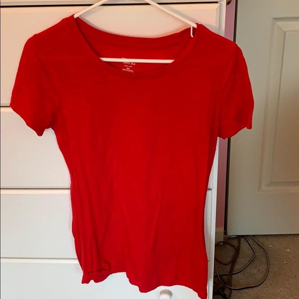 Red Scoop Tee Shirt